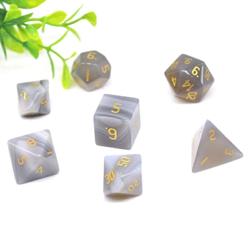 Gray Agate Polyhedral Dice