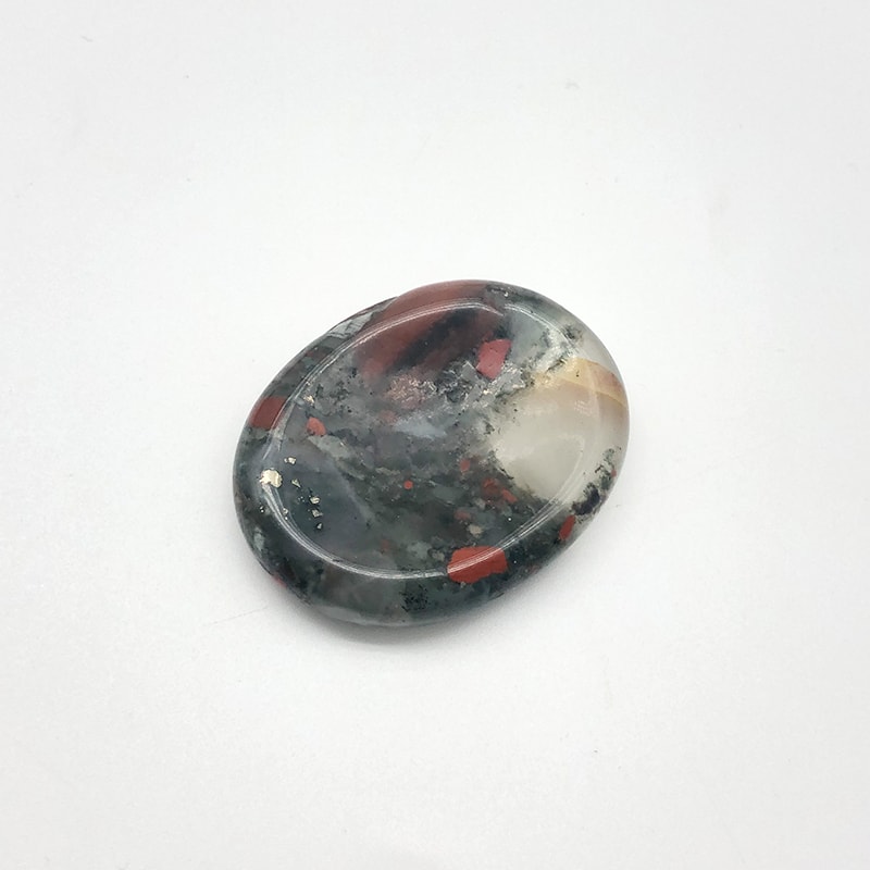 Bloodstone Thumb Worry Stone Oval